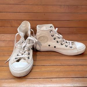 All white high top converse all star